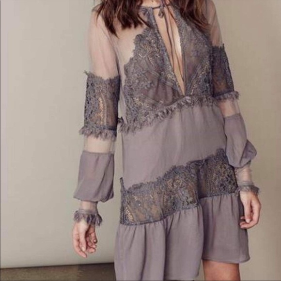 For love and lemon lace mini dress Gary size S - Picture 1 of 1